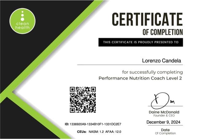 Attestato: Performance Nutrition Coach · L2